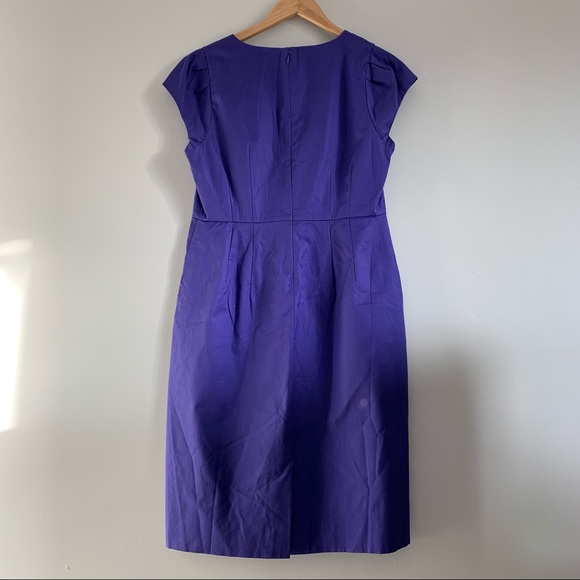 J crew director suiting dress new with tag cap sleeves in purple stretch v neck - Picture 7 of 8